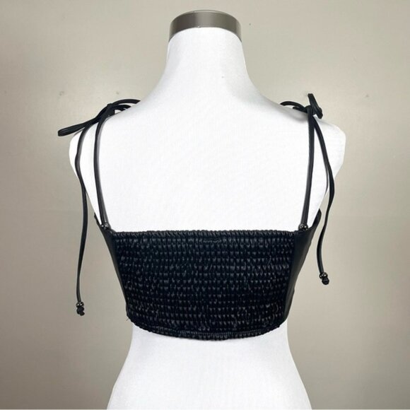 Anthropologie Pilcro Black Faux Leather Bustier Top Small - Picture 6 of 13